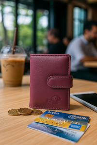 lanke LeonDesign leren pasjeshouder met RFID-bescherming, geschikt voor 6–10 kaarten.