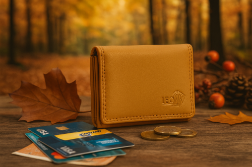 Luxe leren portemonnees en accessoires uit de herfstcollectie van LeonDesign – warme kleuren, hoogwaardig vakmanschap en tijdloos design.