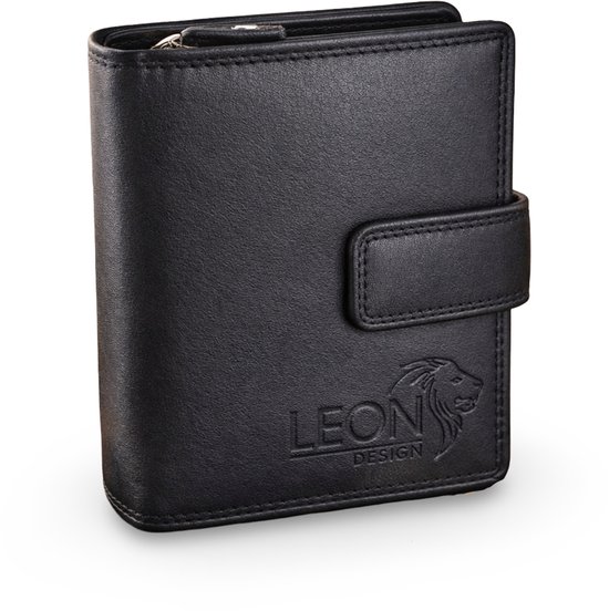 Zwarte leren portemonnee met rits voor heren en dames van LeonDesign