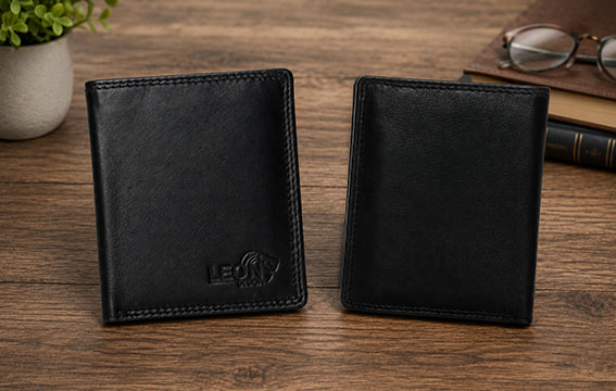 leondesign collectie dunne portemonnee heren leer portefeuille heren cadeau voor man heren portemonnee heren compact staand model zwart leer cadeau voor hem cadeau voor man verjaardag gadgets mannen