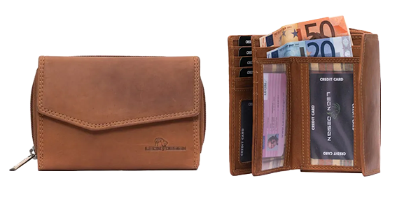 portemonnee dames overslag vintage leer