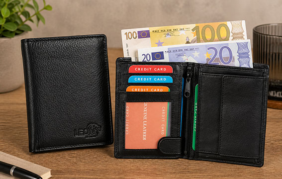 Heren portemonnee notecase zwart leer