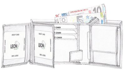 Handgemaakte zwarte leren portemonnee voor heren van LeonDesign – stijlvol billfold model met 16 pasjesvakken en muntgeldvak.