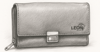 LeonDesign handgemaakte horeca portemonnee zwart leer met ritsvak