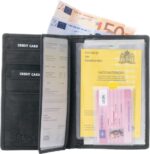 Autopapieren mapje A5 van hunter zwart leer met kentekenbewijs en pasjes