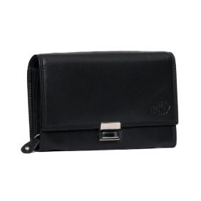 leondesign 01d613 zwart echt leder horecabeurs kelnerbeurs 3 standen slot muntbak + rits 6 briefpapier vakken rits met oog voor ketting