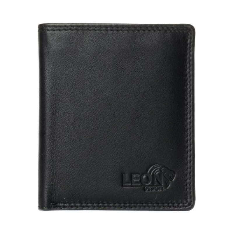 leondesign collectie dunne portemonnee heren leer portefeuille heren cadeau voor man heren portemonnee heren compact staand model zwart leer cadeau voor hem cadeau voor man verjaardag gadgets mannen