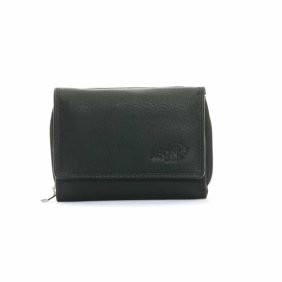 LeonDesign zwarte damesportemonnee met ritsvak leer-16-W1602-04 zwart-1