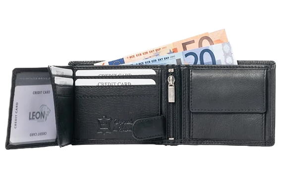 Various compartments for storing cards, photos and other papers men's leather wallet
