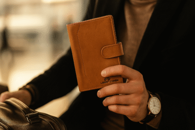 paspoort hoesje bruin leer