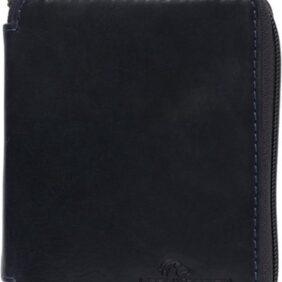 Blauwe leren LeonDesign portemonnee met rits voor dames en heren van vintage leer