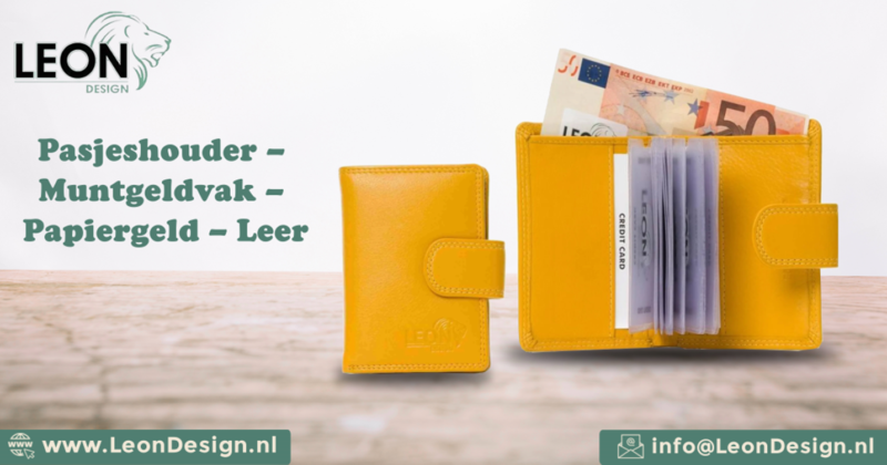 Leren pasjeshouder met muntgeldvak en ruimte voor papiergeld – compact en praktisch design