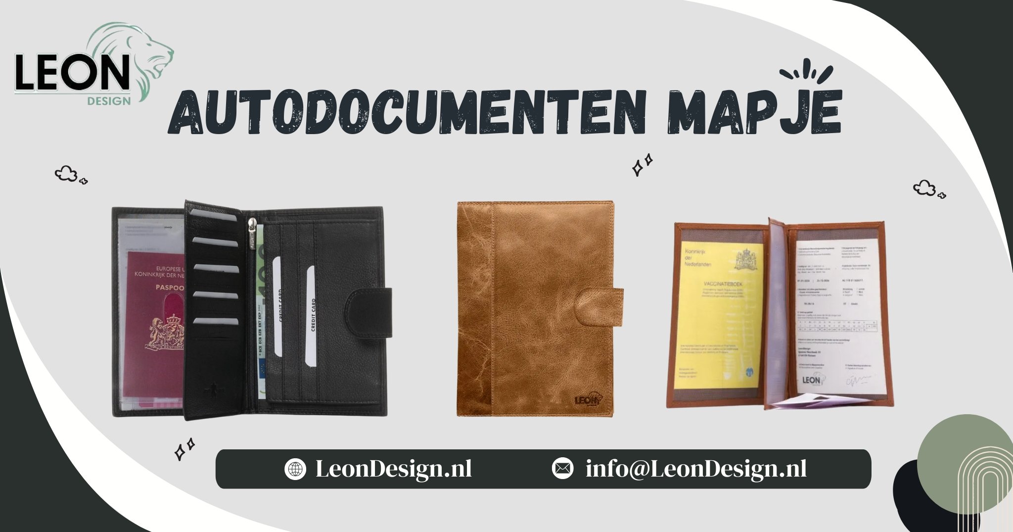 Leren autopapierenmap van LeonDesign voor kentekenbewijs, verzekeringspapieren en APK-keuringsrapport – luxe en duurzaam