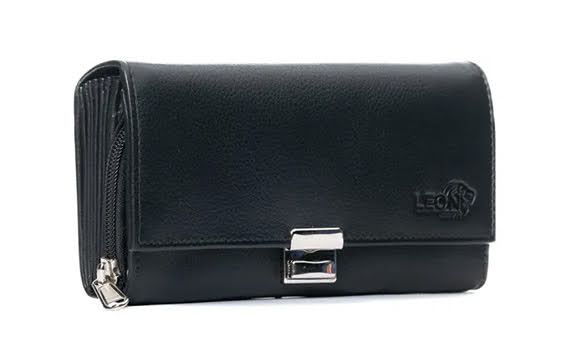 Handgemaakte zwart Leren Portemonnee