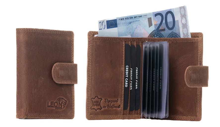 Pasjeshouder Muntgeldvak Papiergeld Leer Leondesign